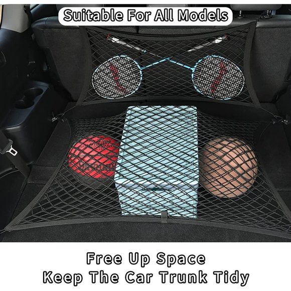 Vehicle Cargo Net, Double-Layer, Adjustable, Car Trunk Rear - Picture 5 of 7